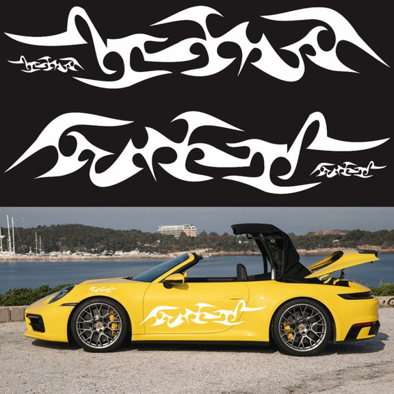 2 PCS/Set D-925 Flame Pattern Car Modified Decorative Sticker(White)