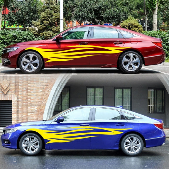 2 PCS/Set D-926 Fire Totem Pattern Car Modified Decorative Sticker(Yellow)