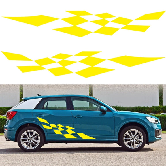 2 PCS/Set D-943 Checkered Flag Pattern Car Modified Decorative Sticker(Yellow)