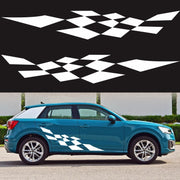 2 PCS/Set D-943 Checkered Flag Pattern Car Modified Decorative Sticker(White)