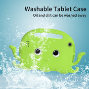 For Amazon Kindle Fire HD 7 2019 / 2017 / 2015 Octopus EVA Shockproof Tablet Case with Screen Film & Shoulder Strap(Grass Green)
