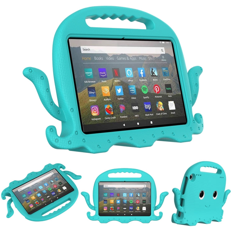 For Amazon Kindle Fire HD 8 / HD 8 Plus Octopus EVA Shockproof Tablet Case with Screen Film & Shoulder Strap(Glacier Green) - Amazon by PMC TechLife | Online Shopping South Africa | PMC TechLife | Buy Now Pay Later Mobicred