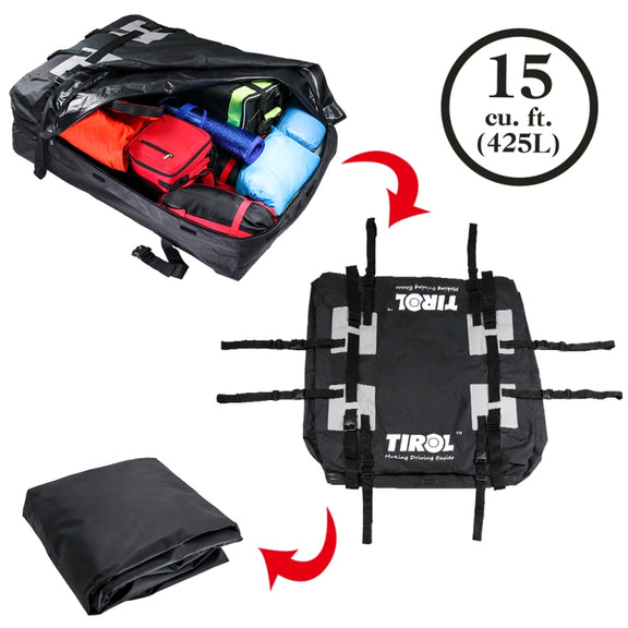 TIROL T24528 15 Cubic Foot Car Universal Rainproof Roof Luggage Outdoor Camper Roof Bag