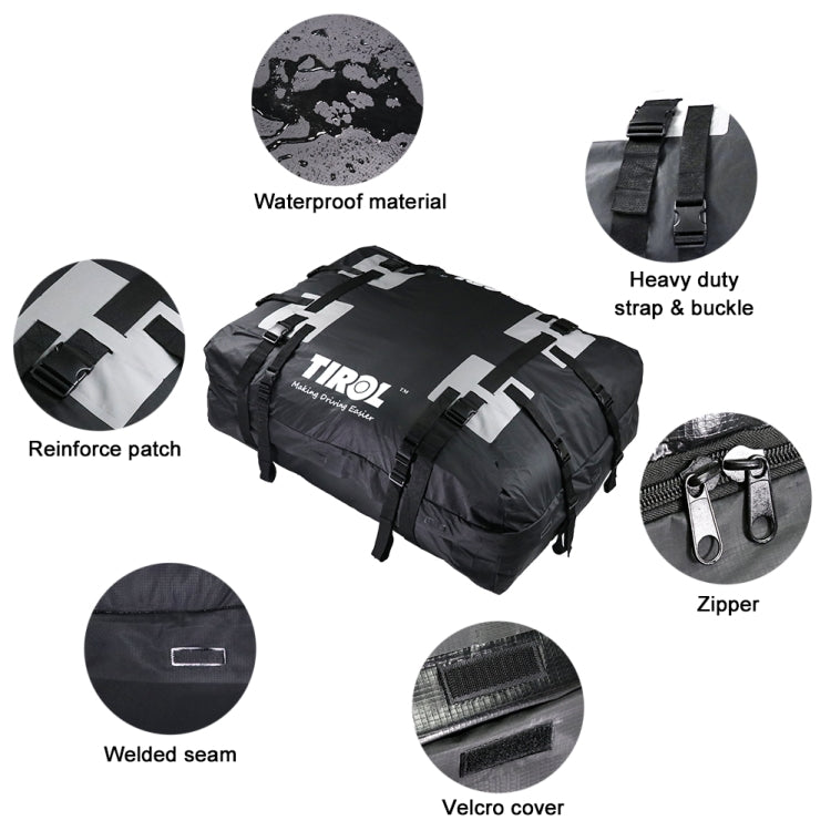 TIROL T24528 15 Cubic Foot Car Universal Rainproof Roof Luggage Outdoor Camper Roof Bag