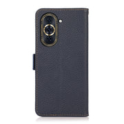 For Huawei Nova 10 KHAZNEH Side-Magnetic Litchi Genuine Leather RFID Phone Case(Blue)