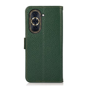 For Huawei Nova 10 Pro KHAZNEH Side-Magnetic Litchi Genuine Leather RFID Phone Case(Green)