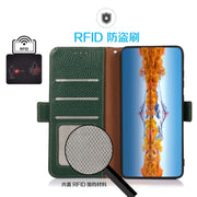 For Huawei Nova 10 Pro KHAZNEH Side-Magnetic Litchi Genuine Leather RFID Phone Case(Green)