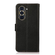 For Huawei Nova 10 Pro KHAZNEH Side-Magnetic Litchi Genuine Leather RFID Phone Case(Black)