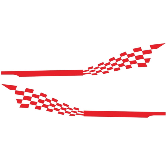 2 PCS/Set D-944 Striped Plaid Pattern Car Modified Decorative Sticker(Red)