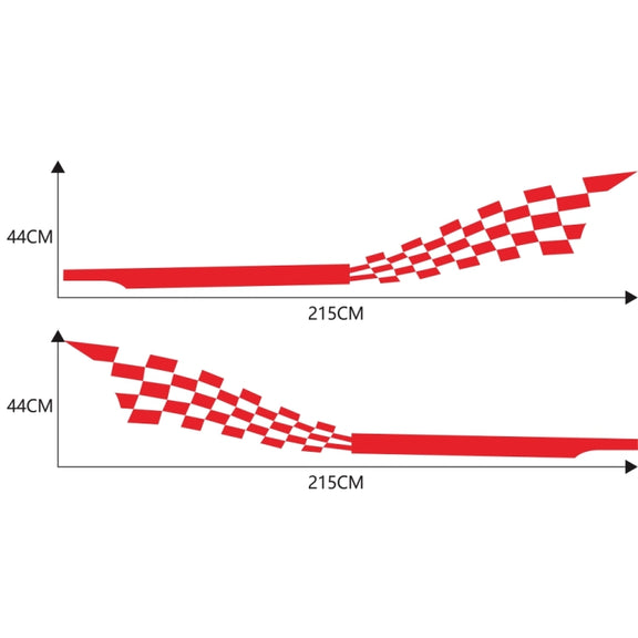 2 PCS/Set D-944 Striped Plaid Pattern Car Modified Decorative Sticker(Red)