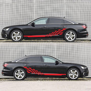 2 PCS/Set D-944 Striped Plaid Pattern Car Modified Decorative Sticker(Red)