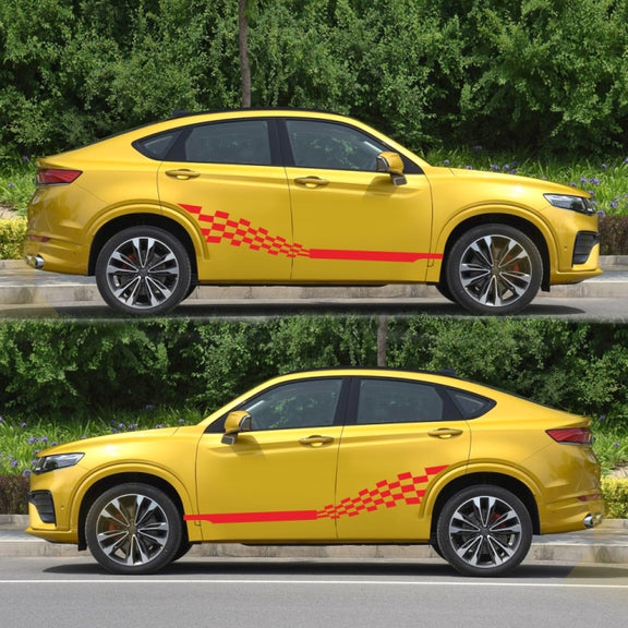 2 PCS/Set D-944 Striped Plaid Pattern Car Modified Decorative Sticker(Red)