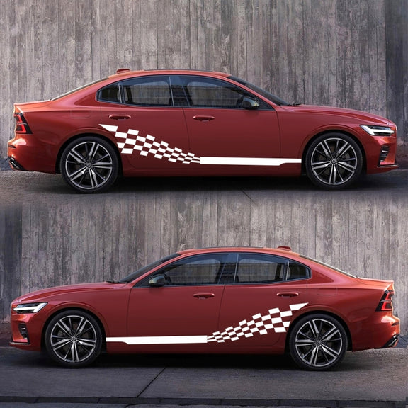 2 PCS/Set D-944 Striped Plaid Pattern Car Modified Decorative Sticker(White)