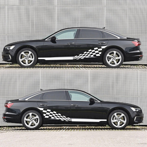2 PCS/Set D-944 Striped Plaid Pattern Car Modified Decorative Sticker(White)