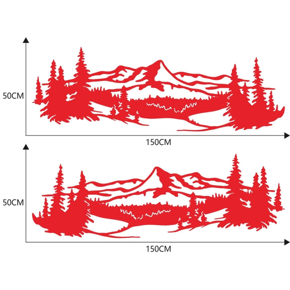 2 PCS/Set D-957 Mountains Pattern Car Modified Decorative Sticker(Red)