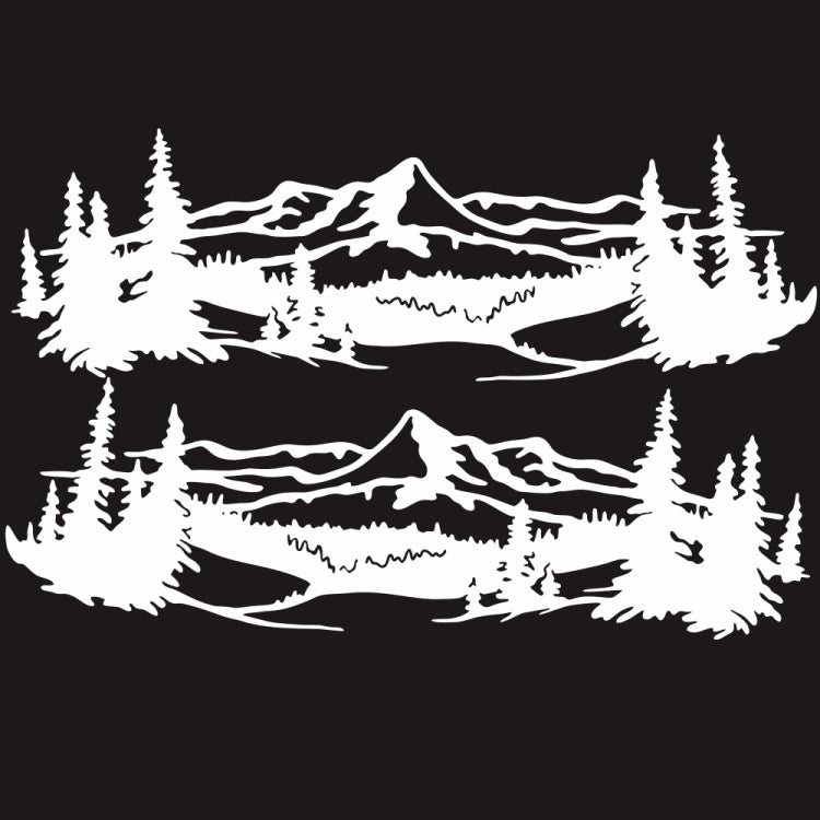 2 PCS/Set D-957 Mountains Pattern Car Modified Decorative Sticker(White)