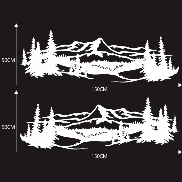 2 PCS/Set D-957 Mountains Pattern Car Modified Decorative Sticker(White)