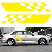2 PCS/Set D-962 Checkered Flag Pattern Car Modified Decorative Sticker(Yellow)