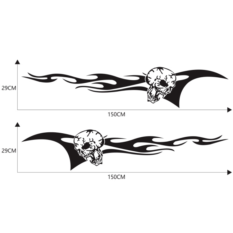 2 PCS/Set D-964 Skull Flame Pattern Car Modified Decorative Sticker(Black)