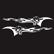 2 PCS/Set D-964 Skull Flame Pattern Car Modified Decorative Sticker(White)