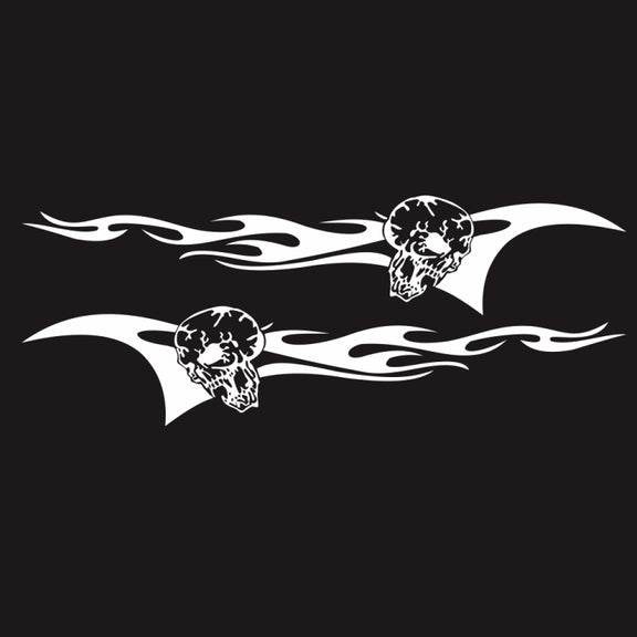 2 PCS/Set D-964 Skull Flame Pattern Car Modified Decorative Sticker(White)
