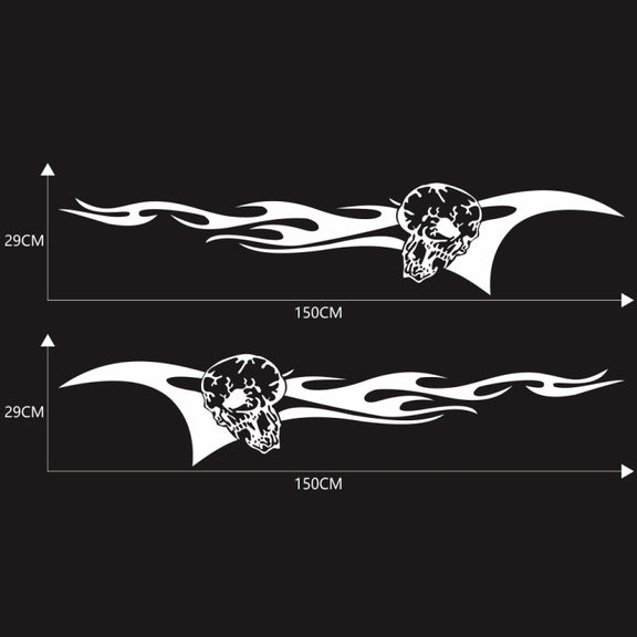 2 PCS/Set D-964 Skull Flame Pattern Car Modified Decorative Sticker(White)