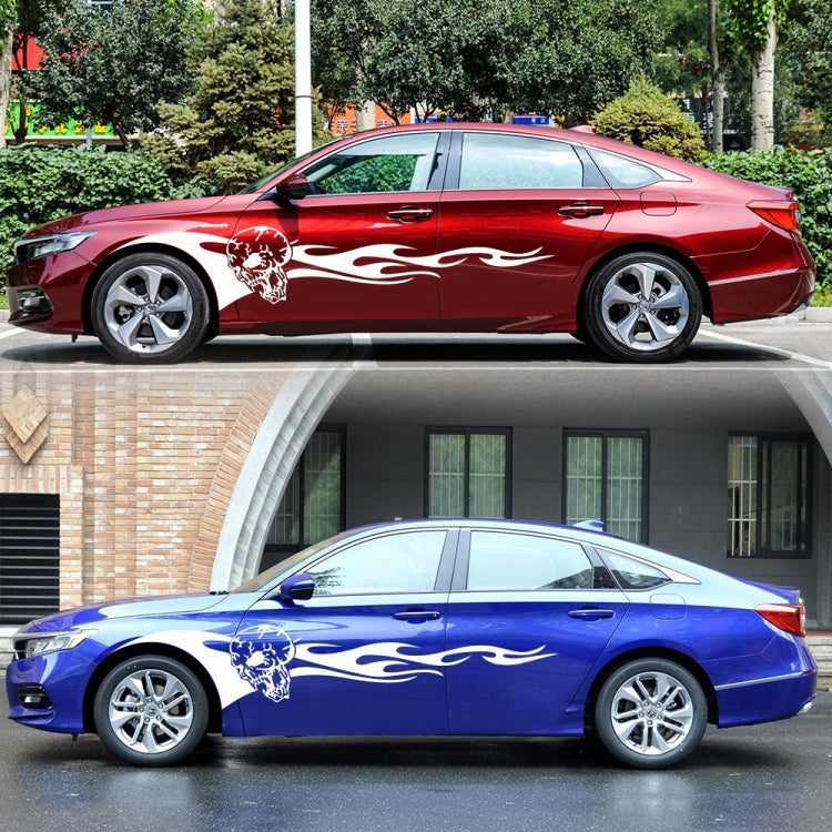 2 PCS/Set D-964 Skull Flame Pattern Car Modified Decorative Sticker(White) - Decorative Sticker by PMC TechLife | Online Shopping South Africa | PMC TechLife | Buy Now Pay Later Mobicred