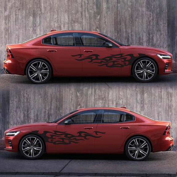 2 PCS/Set D-969 Flame Pattern Car Modified Decorative Sticker(Black)