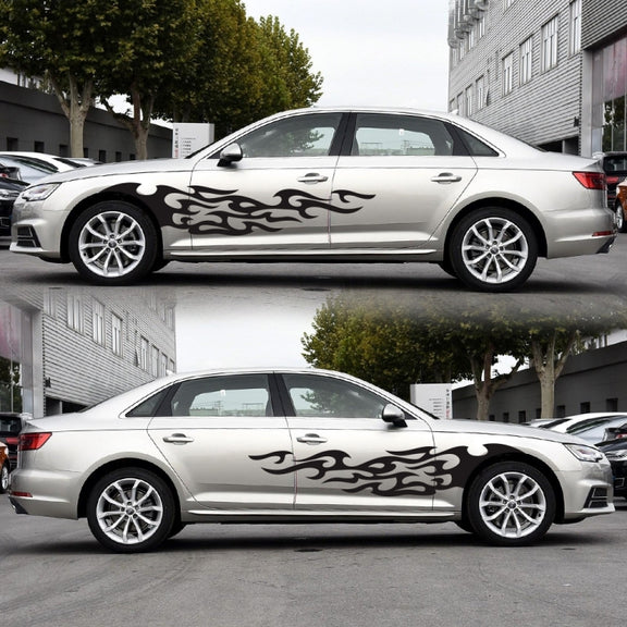 2 PCS/Set D-969 Flame Pattern Car Modified Decorative Sticker(Black)