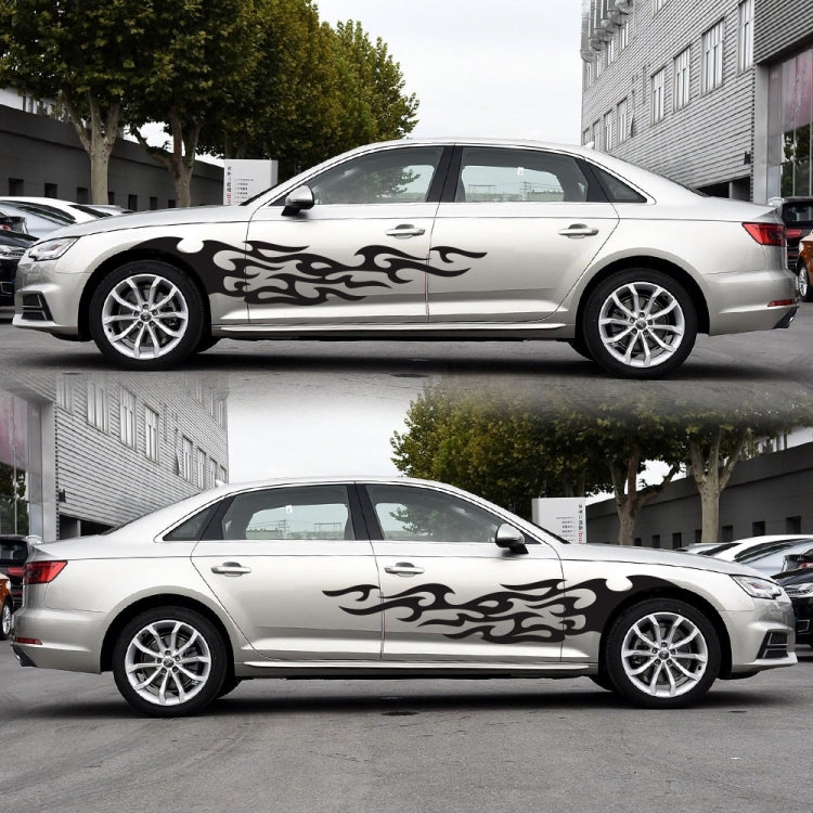2 PCS/Set D-969 Flame Pattern Car Modified Decorative Sticker(Black)
