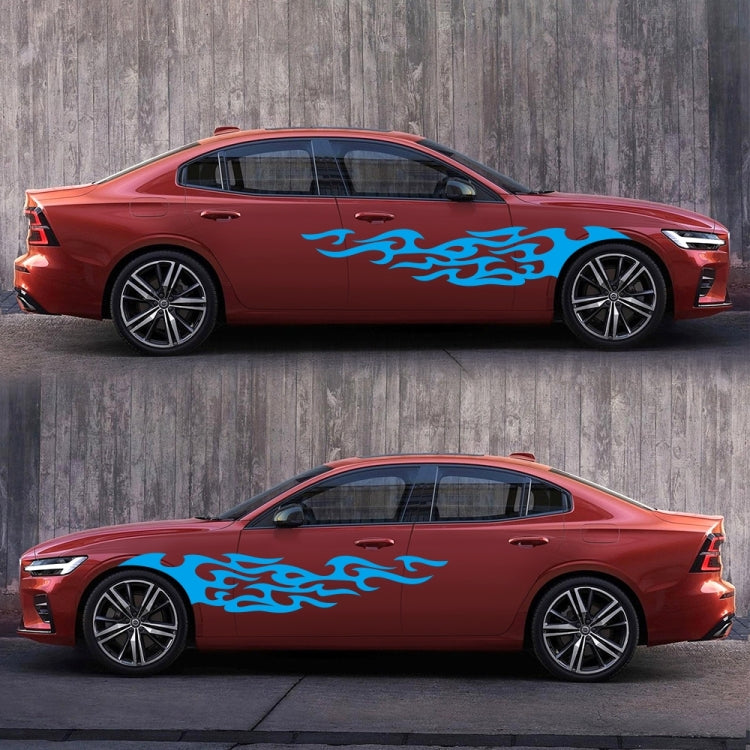 2 PCS/Set D-969 Flame Pattern Car Modified Decorative Sticker(Blue)