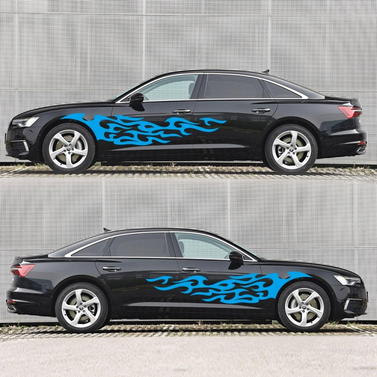 2 PCS/Set D-969 Flame Pattern Car Modified Decorative Sticker(Blue)