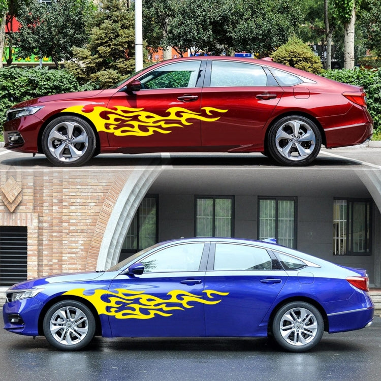 2 PCS/Set D-969 Flame Pattern Car Modified Decorative Sticker(Yellow)