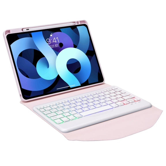Z098BS Pen Slot Backlight Bluetooth Keyboard Leather Tablet Case For iPad Air 10.9 2022/2020(Pink)