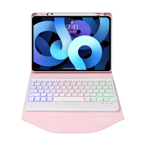 Z098BS Pen Slot Backlight Bluetooth Keyboard Leather Tablet Case For iPad Air 10.9 2022/2020(Pink)