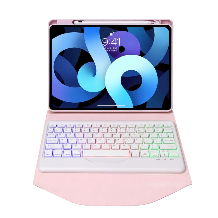 Z098BS Pen Slot Backlight Bluetooth Keyboard Leather Tablet Case For iPad Air 10.9 2022/2020(Pink)
