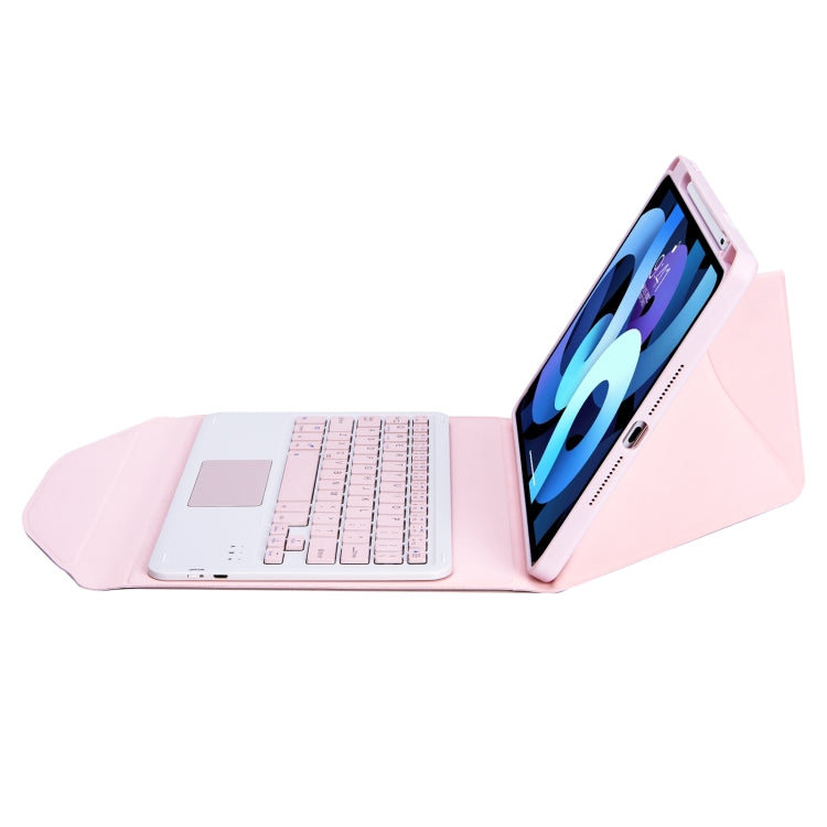 Z098B-A Pen Slot Touchpad Bluetooth Keyboard Leather Tablet Case For iPad Air 11 2025 / 2024 / Air 5 / Air 4(Pink)