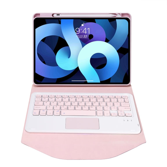 Z102B-A Pen Slot Touchpad Bluetooth Keyboard Leather Tablet Case For iPad 10.2 2021/2020/2019(Pink)