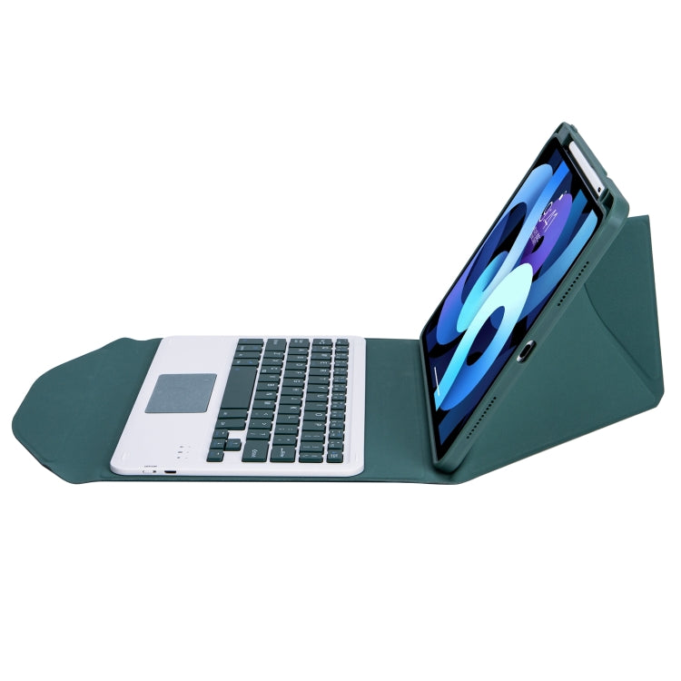 Z102B-A Pen Slot Touchpad Bluetooth Keyboard Leather Tablet Case For iPad 10.2 2021/2020/2019(Green)