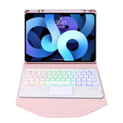 Z098B-AS Pen Slot Touchpad Backlight Bluetooth Keyboard Leather Tablet Case For iPad Air 11 2025 / 2024 / Air 5 / Air 4(Pink)