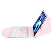 Z098B-AS Pen Slot Touchpad Backlight Bluetooth Keyboard Leather Tablet Case For iPad Air 11 2025 / 2024 / Air 5 / Air 4(Pink)