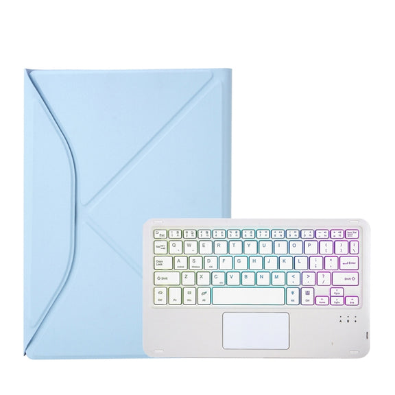 Z098B-AS Pen Slot Touchpad Backlight Bluetooth Keyboard Leather Tablet Case For iPad Air 10.9 2022/2020(Sky Blue)
