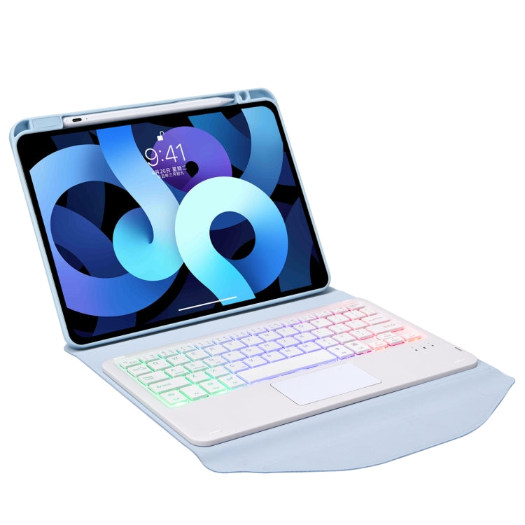 Z098B-AS Pen Slot Touchpad Backlight Bluetooth Keyboard Leather Tablet Case For iPad Air 10.9 2022/2020(Sky Blue) - For iPad Air by PMC TechLife | Online Shopping South Africa | PMC TechLife