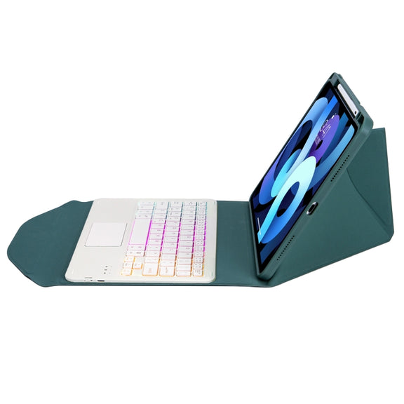 Z102B-AS Pen Slot Touchpad Backlight Bluetooth Keyboard Leather Tablet Case For iPad 10.2 2021/2020/2019(Green)