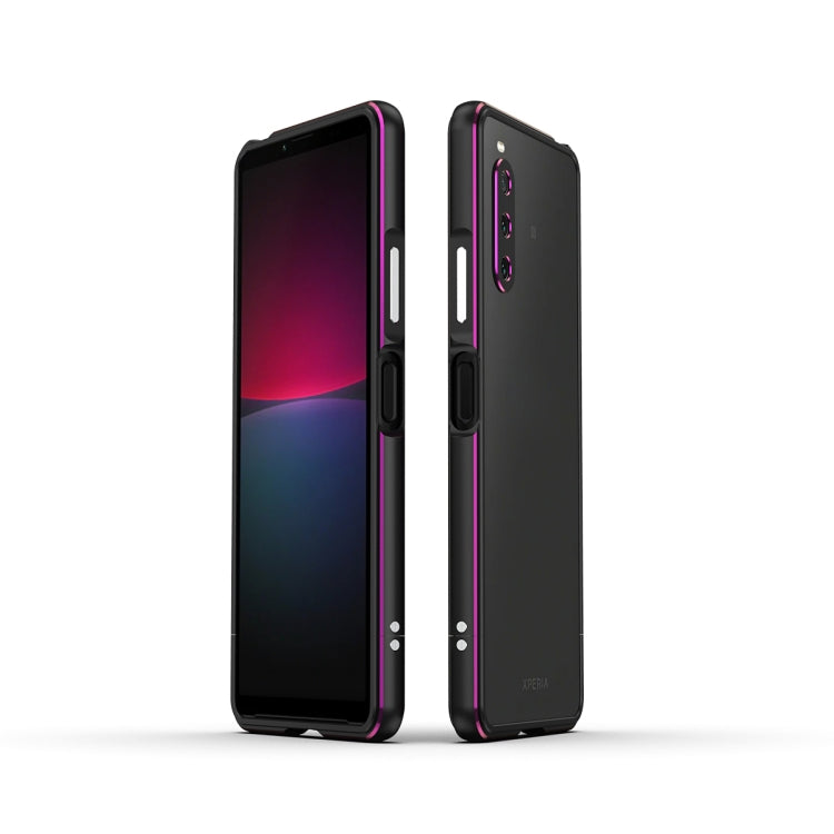 For Sony Xperia 10 ��� Aurora Series Lens Protector + Metal Frame Protective Phone Case(Black+Purple) - Sony Cases by PMC TechLife | Online Shopping South Africa | PMC TechLife | Buy Now Pay Later Mobicred