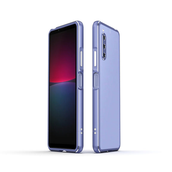 For Sony Xperia 10 ��� Aurora Series Lens Protector + Metal Frame Protective Phone Case(Purple+Silver)