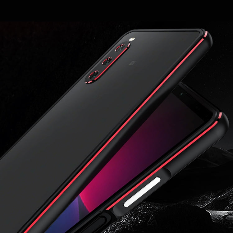 For Sony Xperia 10 ��� Aurora Series Lens Protector + Metal Frame Protective Phone Case(Black+Silver)