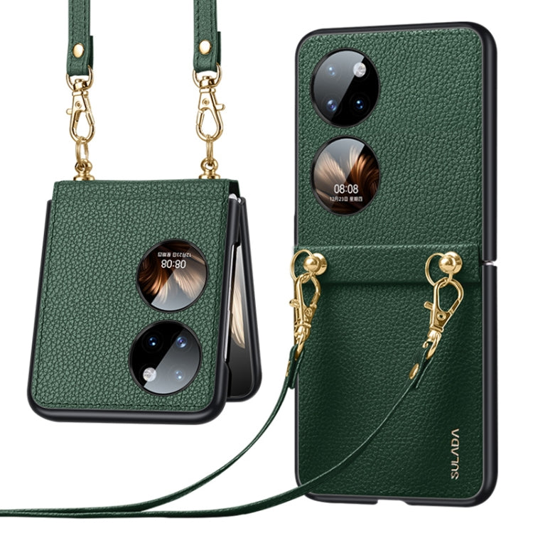 For Huawei P50 Pocket SULADA Litchi Texture Leather + TPU Phone Case with Strap(Green) - Huawei Cases by SULADA | Online Shopping South Africa | PMC TechLife