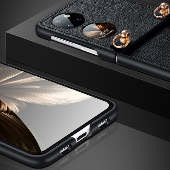 For Huawei P50 Pocket SULADA Litchi Texture Leather + TPU Phone Case with Strap(Orange)