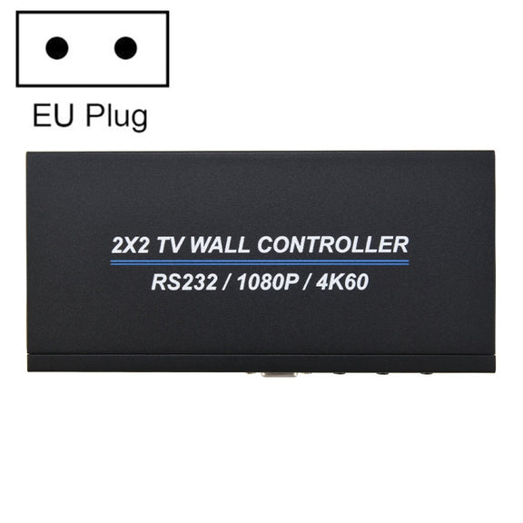 BT100 4K 60Hz 1080P 2 x 2 TV Wall Controller, Plug Type:EU Plug(Black)